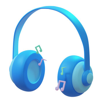 blue headphones 3d illustration