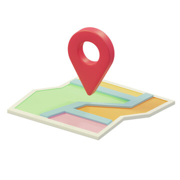 map pointer with pin 3d illustation