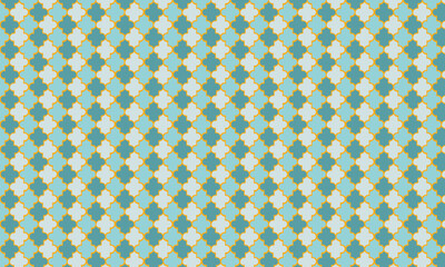 Mosque Window Vector Seamless Pattern. Ramadan mubarak muslim background. Traditional ramadan kareem mosque pattern with gold grid mosaic. Islamic window grid design of lantern shapes tiles.