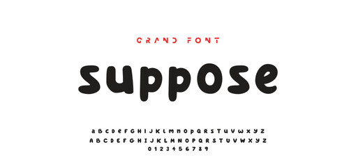 Children's bright cartoon font. ABC letters and numbers are painted creatively. Bright shiny alphabet. Cut out of paper. For birthday cards, banners, and posters. Vector