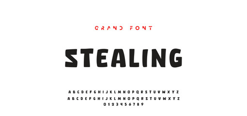 Children's bright cartoon font. ABC letters and numbers are painted creatively. Bright shiny alphabet. Cut out of paper. For birthday cards, banners, and posters. Vector