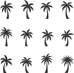 set of palm trees. Palm Trees silhouette icon set