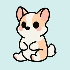 Adorable Cute Cartoon Dog with Big Eyes and Fluffy Ears Sitting Shyly Want To be Fed on a Soft Pastel Background. Perfect for Stickers, Digital Art, and Merchandise Design
