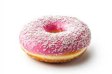 pink doughnut with white sprinkles, no shadow on the bottom