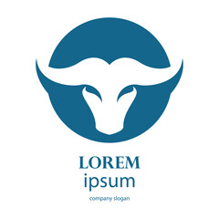 aggressive horned bull head logo design