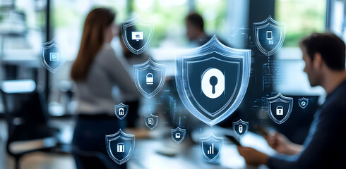 Cybersecurity Meeting, Team Discusses Data Protection Strategies and Digital Security Measures in the Modern Business World with Enhanced Encryption Methods