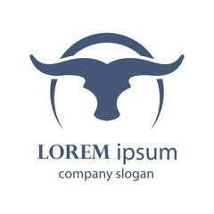 aggressive horned bull head logo design
