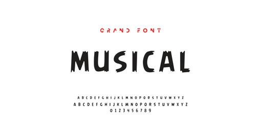 Children's bright cartoon font. ABC letters and numbers are painted creatively. Bright shiny alphabet. Cut out of paper. For birthday cards, banners, and posters. Vector