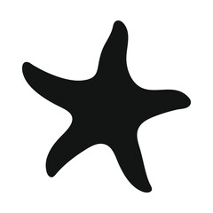 starfish Black Silhouette  on white Background
