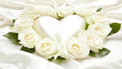 Obraz premium Elegant White Roses in Heart Shape Surrounding Soft Heart Center