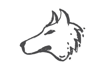 wolf head logo sketch draw