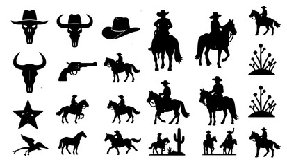 Naklejka premium Set of Cowboys Silhouettes