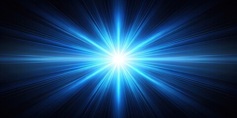 Asymmetric blue light burst on dark background, night scene, glow,  night scene, glow,light, visual effect