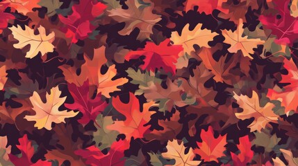 Fototapeta premium Autumn Leaves Background with Vibrant Orange, Red, Yellow, and Brown Colors