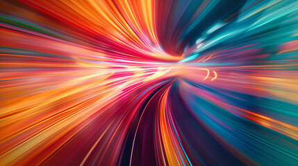 Obraz premium Vibrant abstract light trails create dynamic sense of motion and energy. colorful swirls evoke feelings of excitement and creativity, perfect for modern design