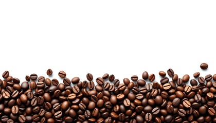 Roasted Coffee Beans Border on White Background for Menu Designs