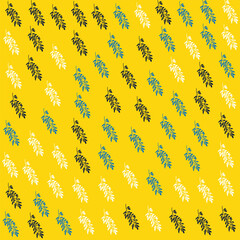 Golden Foliage – Lush Leaves on a Sunny Yellow Background