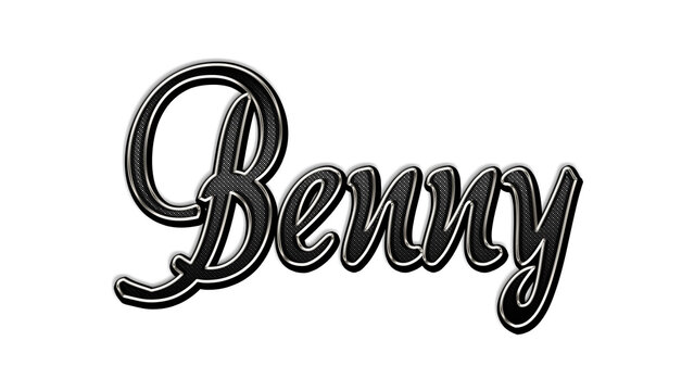 black metal 3d design of name Benny on white background.