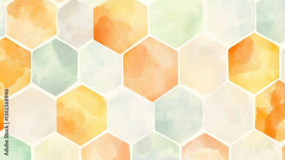 Sticker a watercolor-inspired vector honeycomb pattern with soft yellow hexagons blending into gentle orange