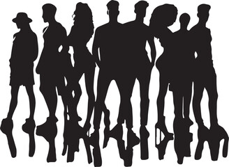 Create man and women nice moments vector art silhouette