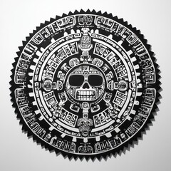 Obraz premium Aztec Skull Sun
