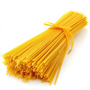 Pack of spaghetti noodles isolated on white background