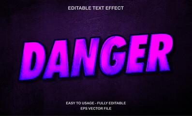 Danger text effect, neon bright purple text style