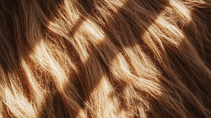 Naklejka premium A close-up of natural coconut coir fibers highlights their rich brown color and texture, with sunlight casting soft shadows.