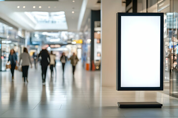 Illuminated Advertising Display in a Busy Shopping Mall Offering Prime Real Estate for Brands Seeking High Consumer Visibility and Engagement