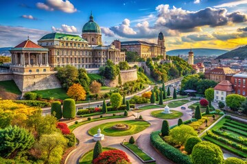 Budapest Buda Castle Royal Gardens Italian Greek Architecture Landmark Varkert Bazar