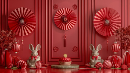 Obraz premium Chinese New Year Celebration with Festive Decor