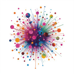 A vibrant burst of colorful spheres and lines, creating a dynamic explosion of energy and creativity.
