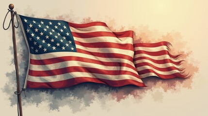 A stock illustration representing Unity in brown and gray, with smooth transitions and metaphors of the American flag, featuring texture overlays for spatial complexity.