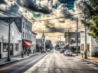 Fototapeta premium Candid Black & White Street Scene, Moran, Michigan - Rustic Charm