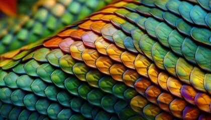 Macro photograph of a lizard’s scales, highlighting the intricate geometric patterns and rough texture, showcasing the natural beauty of its skin in vivid detail.
