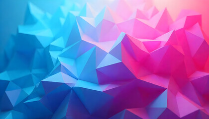 Naklejka premium An abstract background with randomly scattered 3D polygons in shades of blue and purple, creating a futuristic look