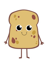 Cartoon characters in the form of a slice of bread with a smile. Vector illustration