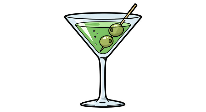 green martini cocktail with olives clip art preview