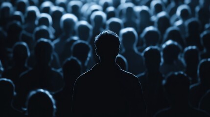 Pink silhouette of couple standing in monochrome crowd of different people,surreal unique and different concept,loneliness in society,shadow,freedom,Love,be yourself,Stand out from the crowd.