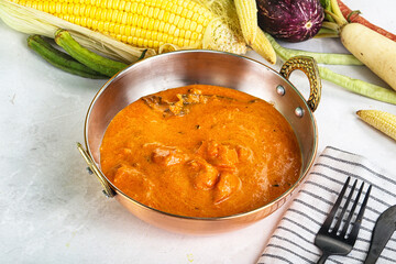 Indian cuisine - spicy prawn masala