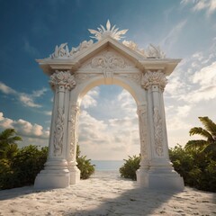 Obraz premium A radiant angelic gateway leading to a paradise of white. 