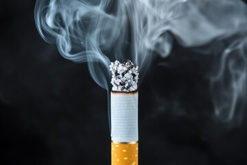 Close-Up Shot of Cigarette Smoke Drifting in Slow Motion Against Black Background Captured with High-Resolution Camera Technology
