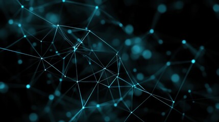 A blue and black image of a web of lines and dots