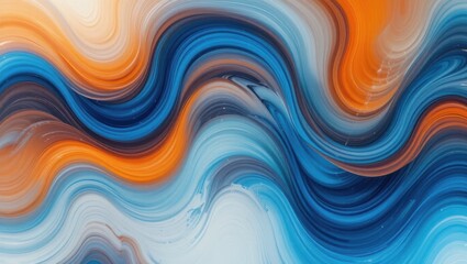 Fototapeta premium Colorful Abstract Waves of Blue and Orange Fluid Art with Smooth Texture and Vibrant Patterns