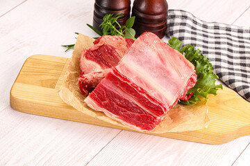 Raw beef rib for cooking