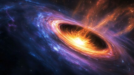 Fototapeta premium A black hole emitting vibrant blue and purple energy distortions