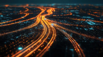 A futuristic concept of mobile connectivity, showing glowing lines linking devices globally.