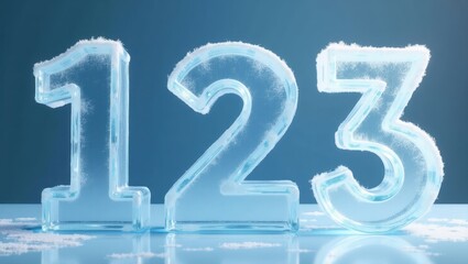 Frozen Numbers 123 Icy Winter Scene Crystal Clear Ice Numerals Winter Theme