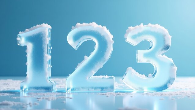 Frosty Ice Numbers 123 Winter Holiday Festive Background