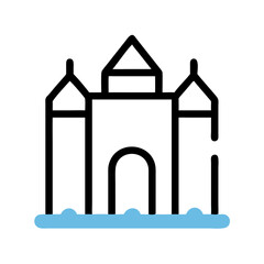 Illustration of a castle by the water